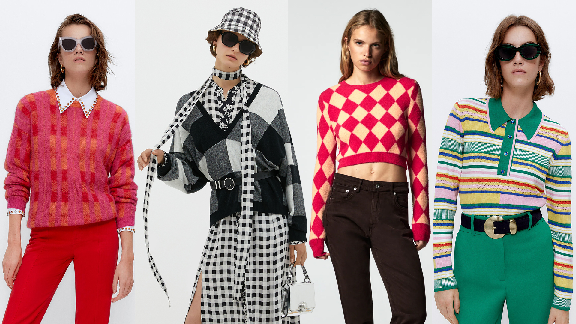 Csíkos és kockás pulóverek: Uterqüe - Max&Co - Zara - Uterqüe