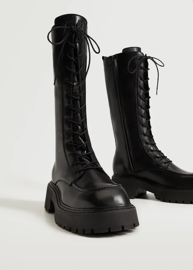 Mango fűzős bőrbakancs