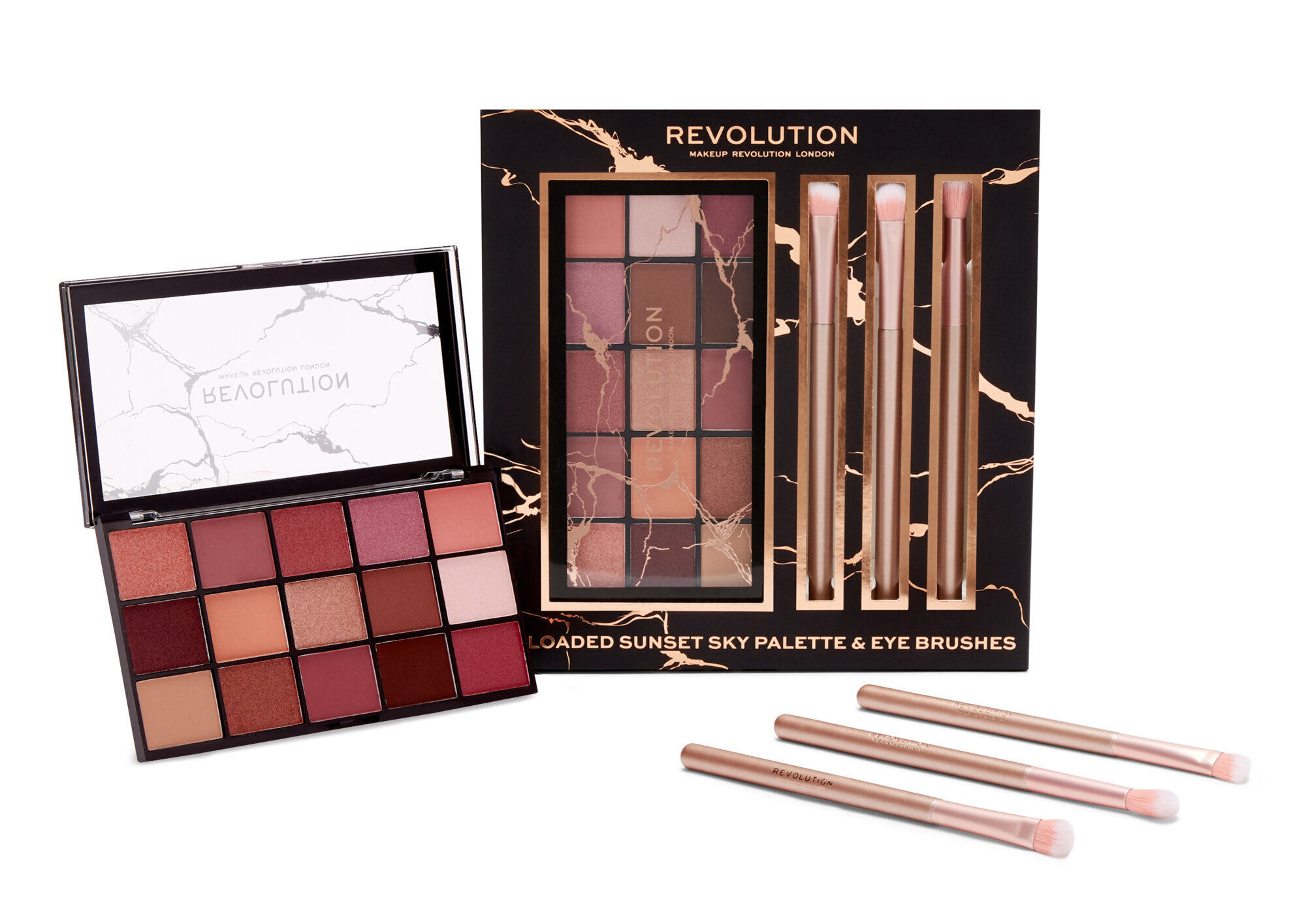 Makeup Revolution Reloaded Sunset Sky paletta és eye brush szett