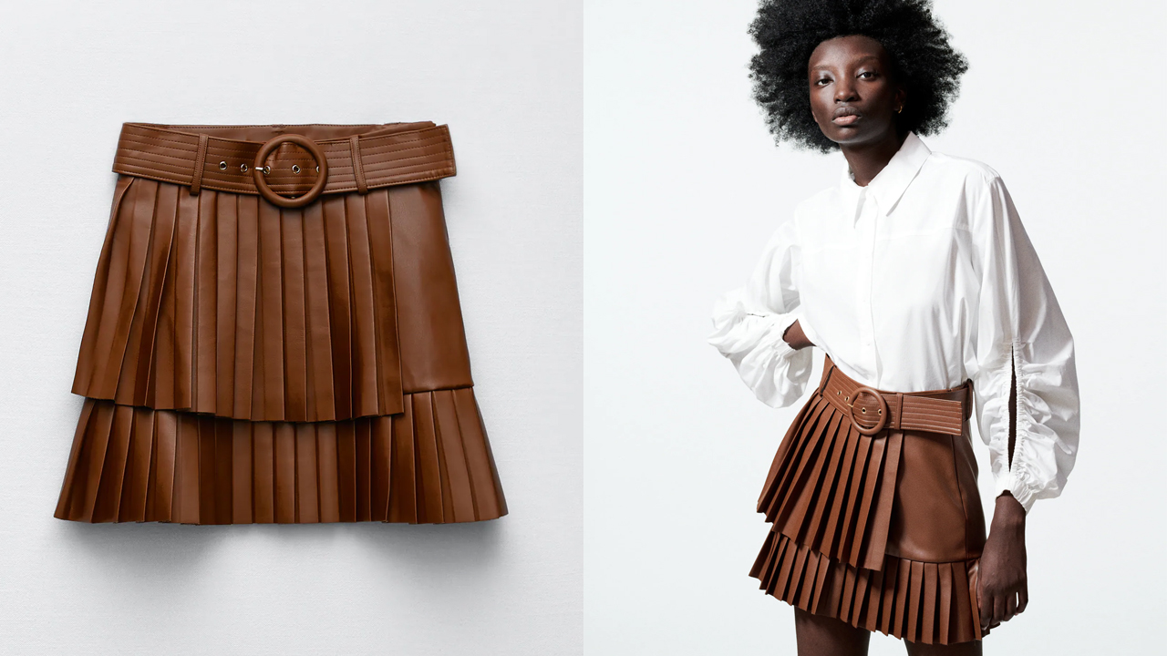 Zara ppliszírozott mini szoknya