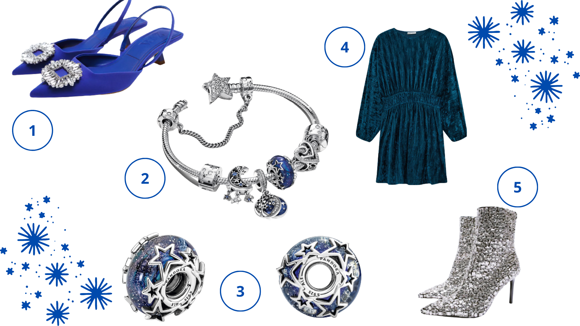 Kék és ezüst ékszerek