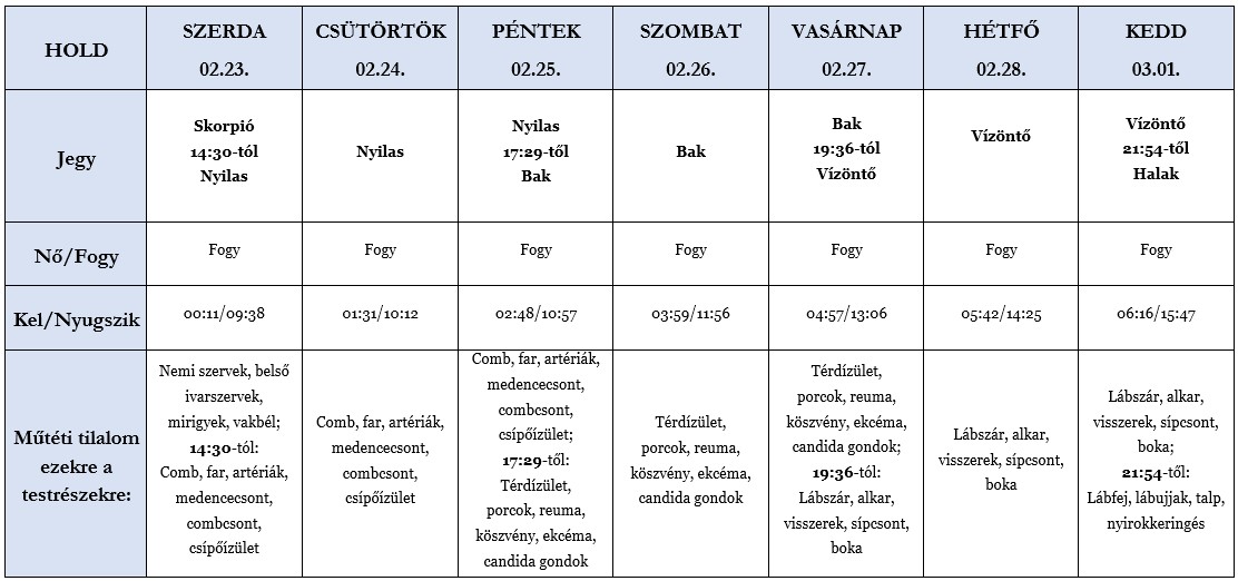 Heti holdhoroszkóp tábla 2022. 02. 23-03. 01.