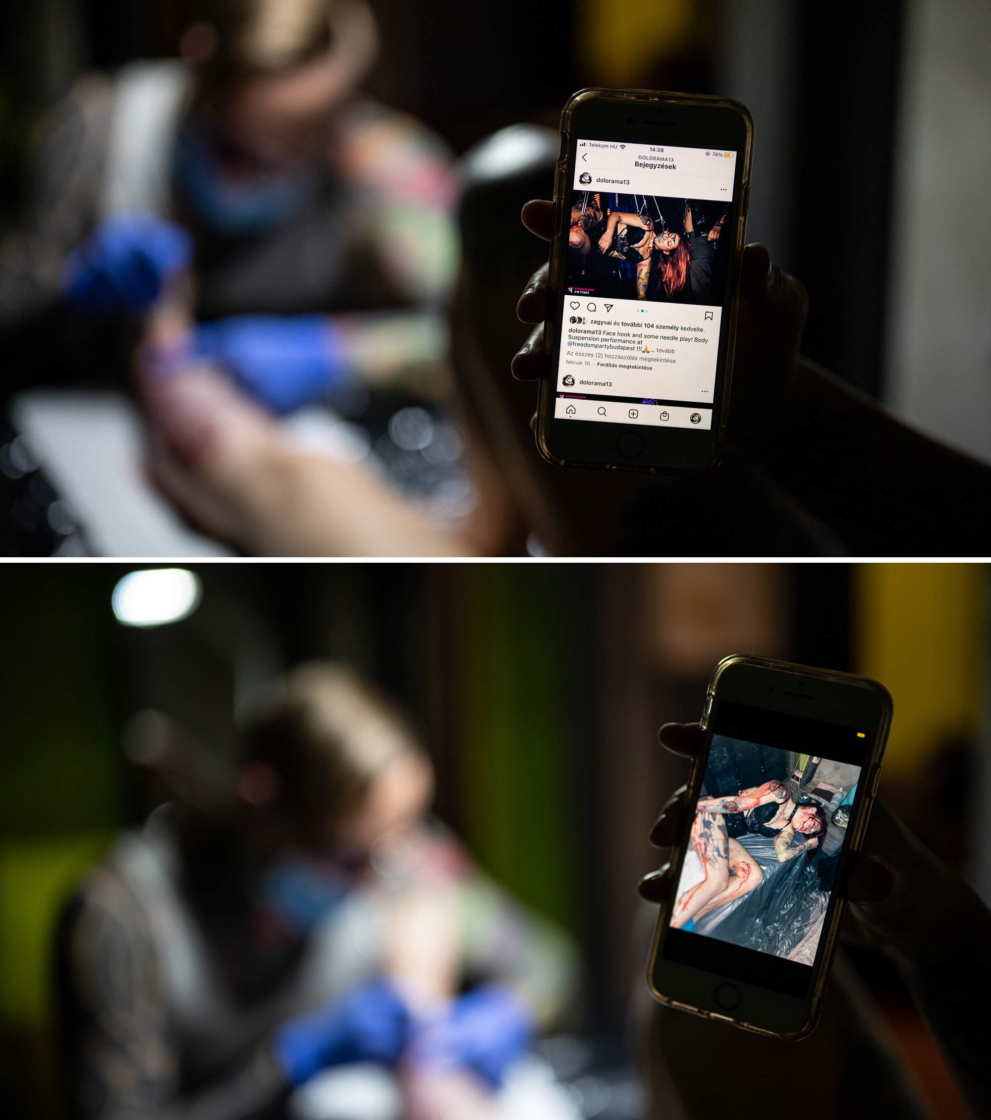 Zagyvai Gábor tetoválóművész hegtetoválás közben