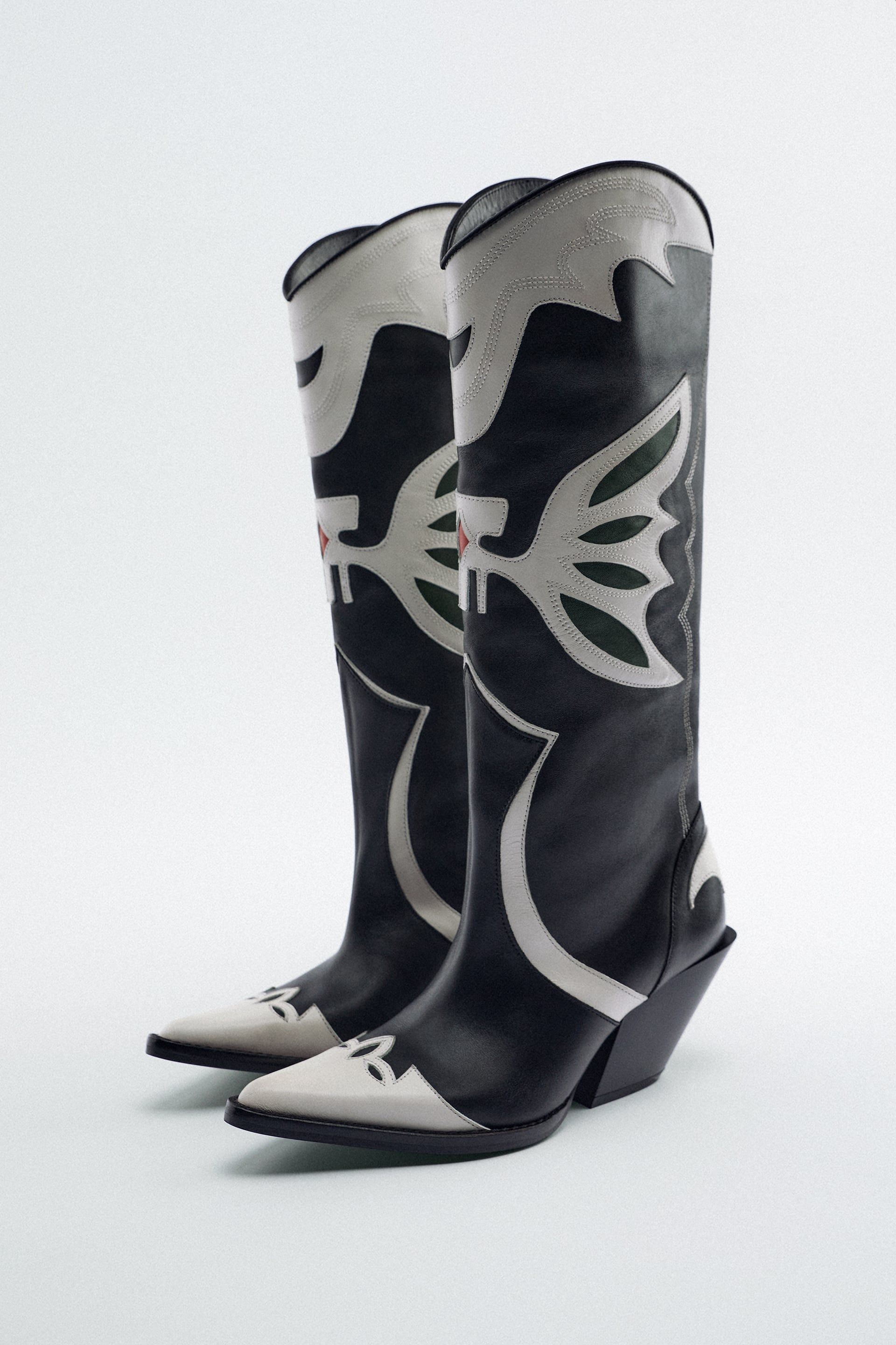 Mintás cowboy csizma - Zara