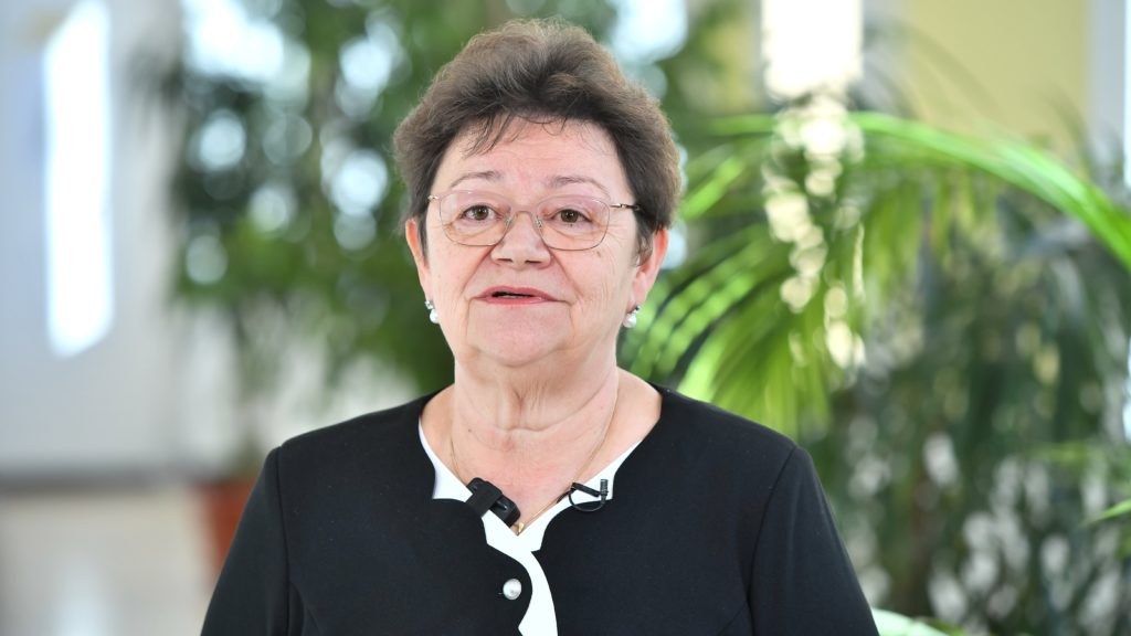 Müller Cecília országos tisztifőorvos sajtótájékoztatót tart Budapesten, a Nemzeti Népegészségügyi Központ (NNK) főépületében