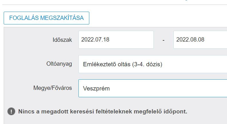 Nem lehet időpontot foglalni oltásra két megyében.