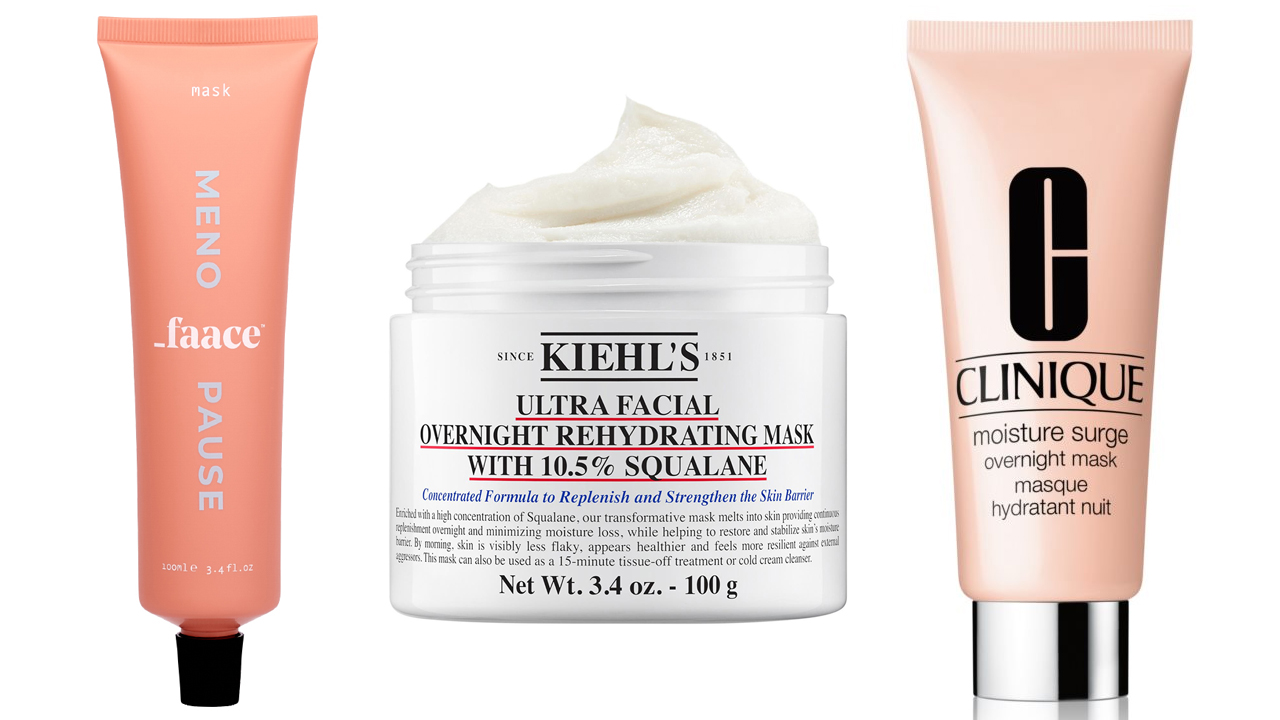 Faace Menopause nyugtató arckrém és maszk - Kiehl's Ultra Facial Overnight Rehydrating Mask with 10.5% Squalane - Clinique Moisture Surge Overnight Mask