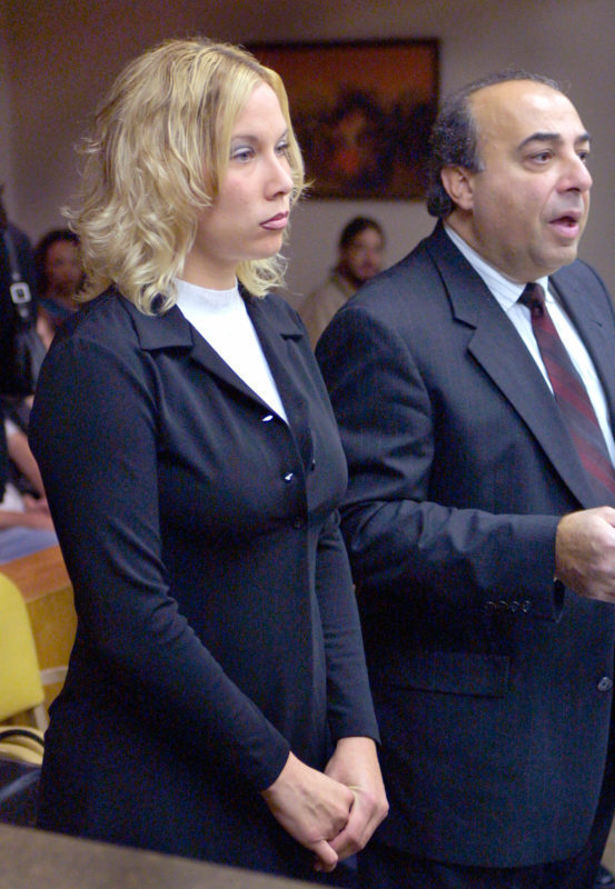 Kimberly Anne Mathers rendzavarásért állt bíróság elé 2001 október 2-án (Fotó: Bill Pugliano/Getty Images)