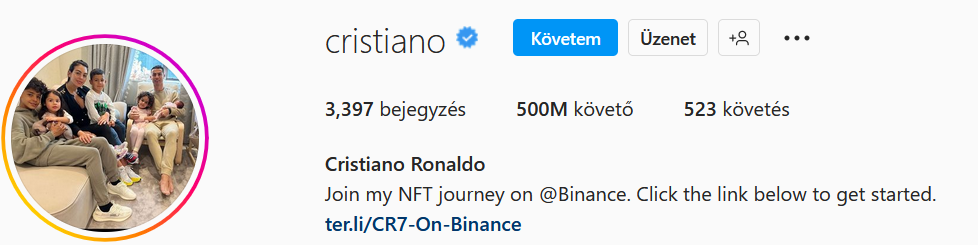 cristiano 500 millió követő