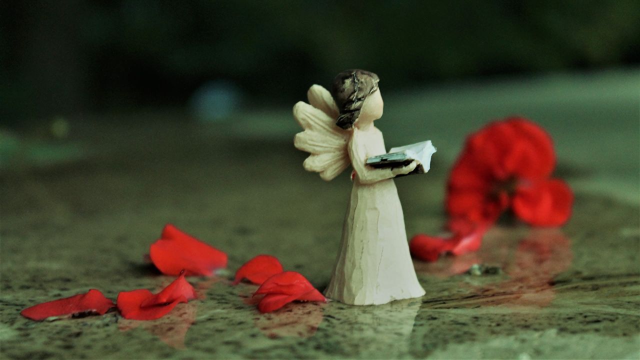 Angyal virágszirommal