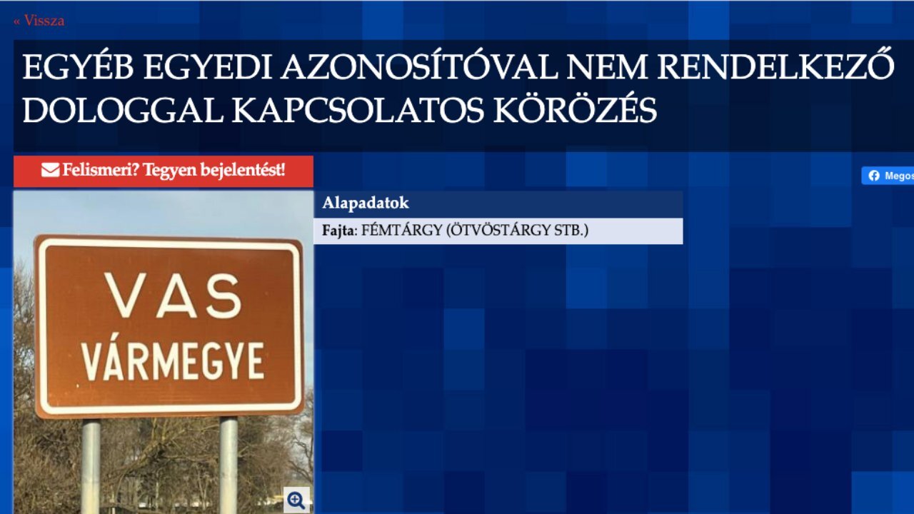 Képernyőfotó a körözésről