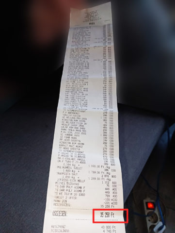 2018-as bolti számla