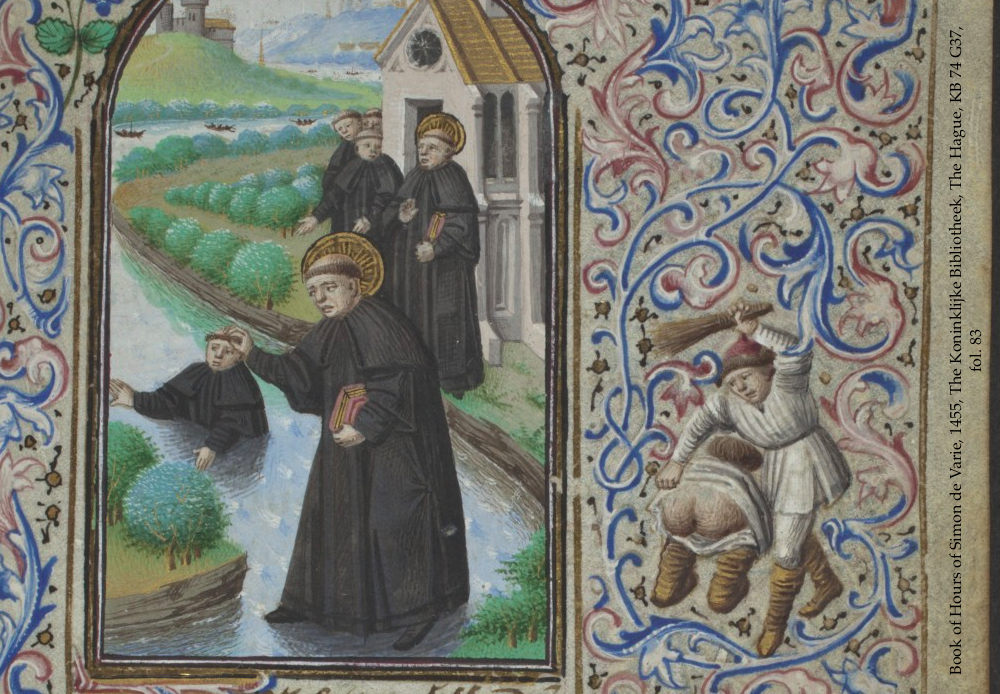 Szerzetesi fenekelés egy hóráskönyvben (forrás: galerij.kb.nl)