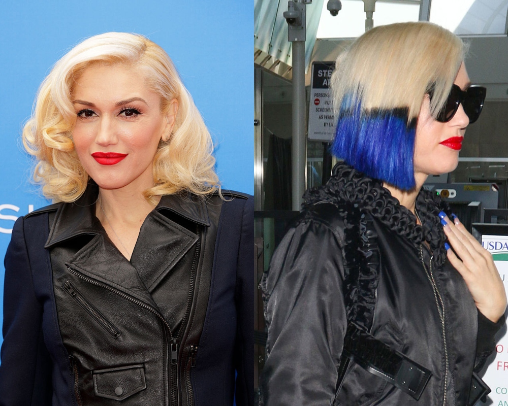Gwen Stefani szőke és kék hajjal
