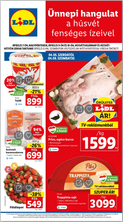 Jelentős árcsökkentéssel támogatja a Lidl a magyar családokat húsvétkor is