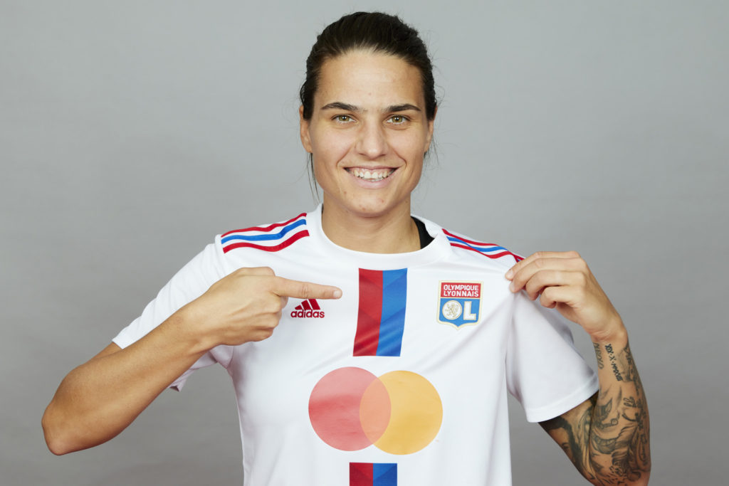 Marozsán Dzsenifer az Olympique Lyonnais BL portré fotózásán, 2022. szeptember 19-én Lyonban (Fotó: Francesco Scaccianoce - UEFA/UEFA via Getty Images)