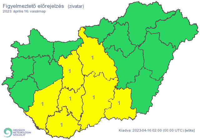 Jégeső és viharos szél jöhet, hét megyére kiadták a figyelmeztetést