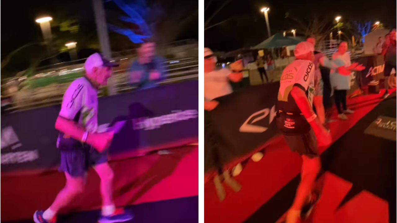 Egy 80 éves bácsi 16 óra alatt teljesítette a 226 kilométeres triatlon versenyt