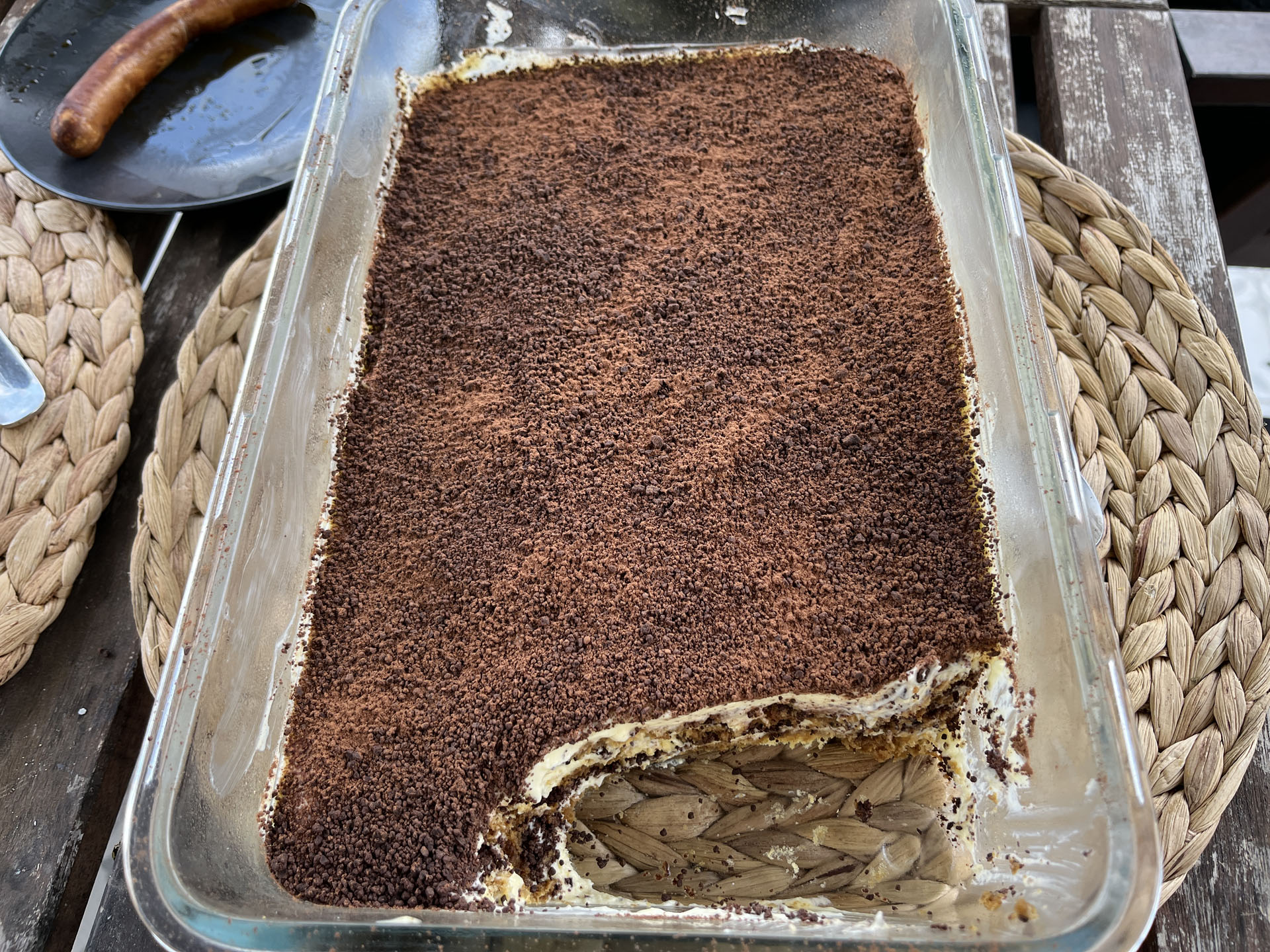 Házi tiramisú, sok csokival, házi gluténmentes babapiskótával