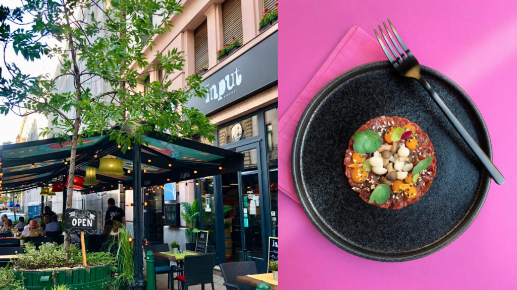 Az Input Kitchen & Bar kívülről és az ázsiai fúziós tatár bifsztekjük