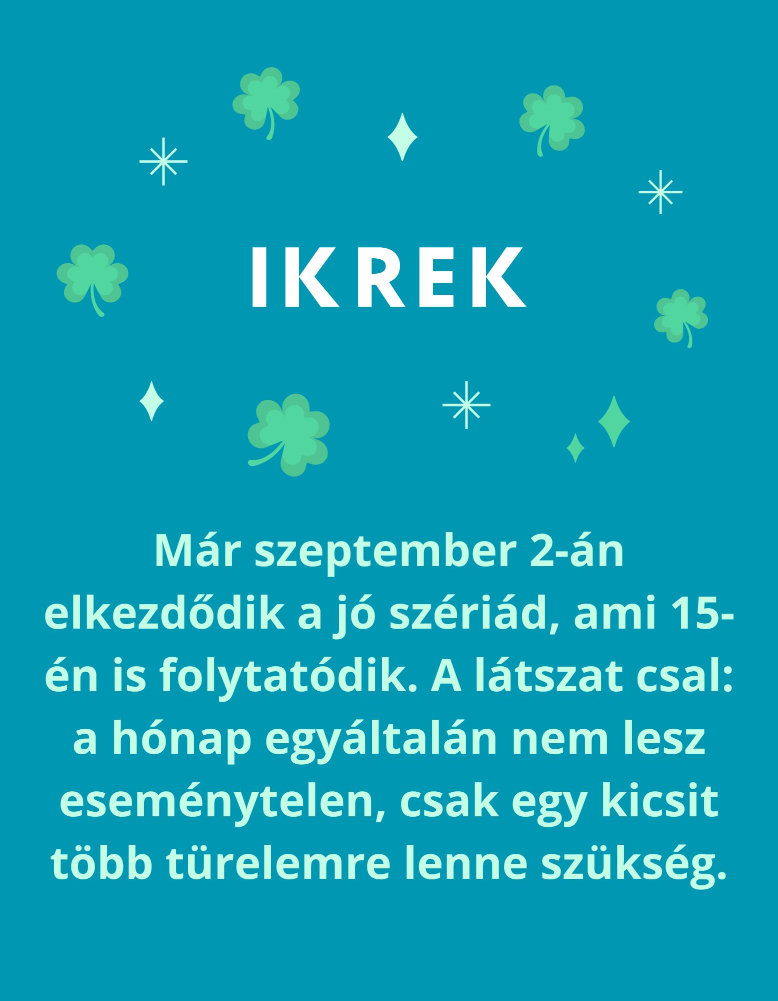 Szeptemberi szerencsenapok horoszkóp