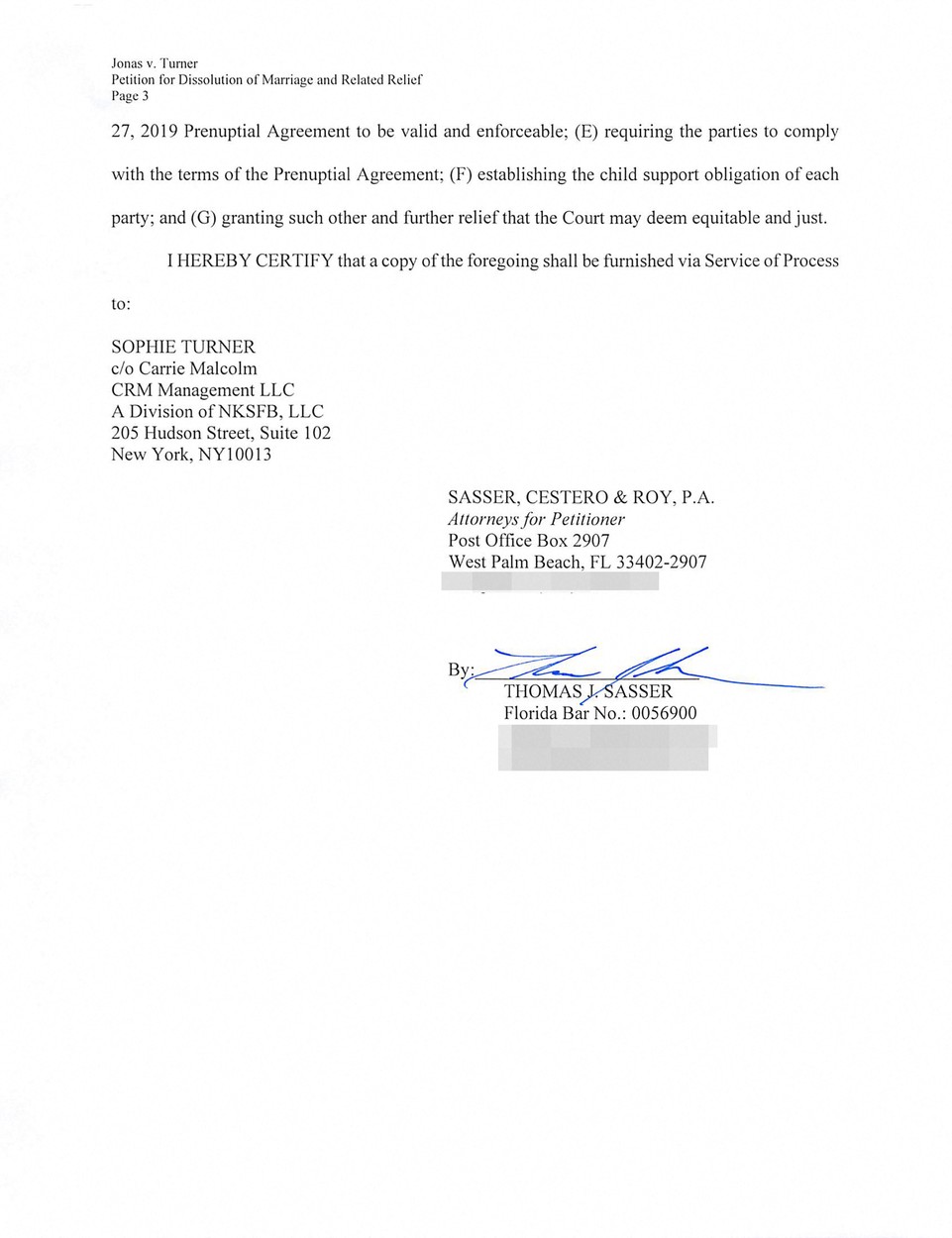 Joe Jonas és Sophie Turner válásipapírok