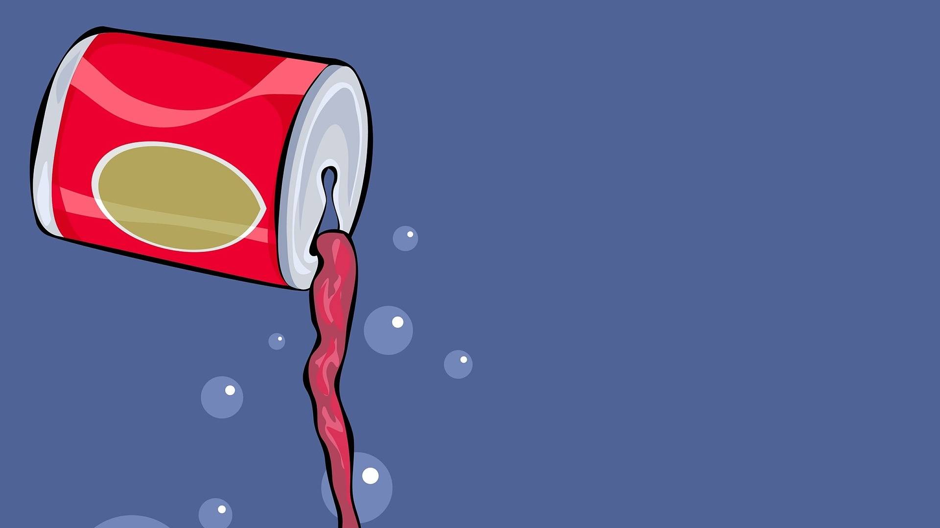 Kék hátteren animált üdítős doboz.