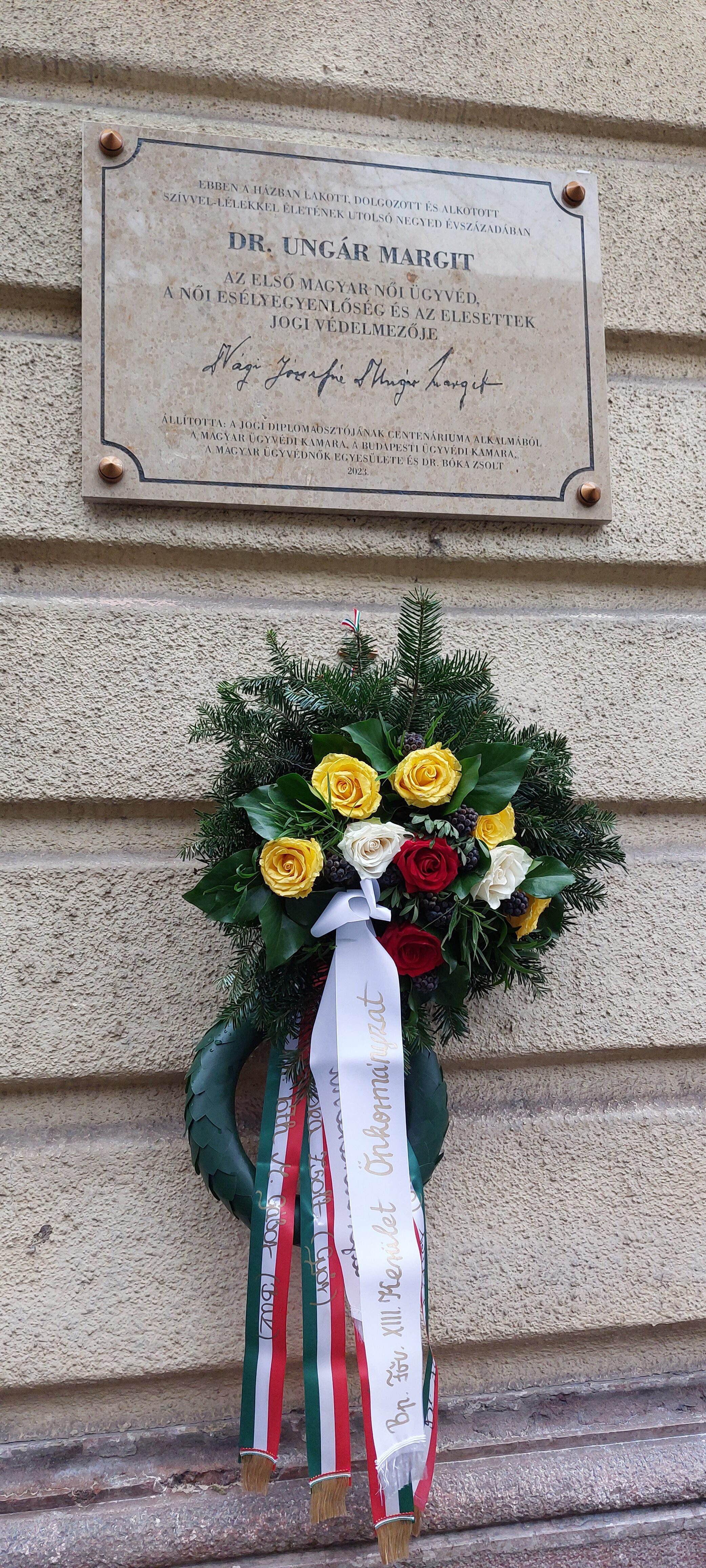 Ungár Margit emléktábla