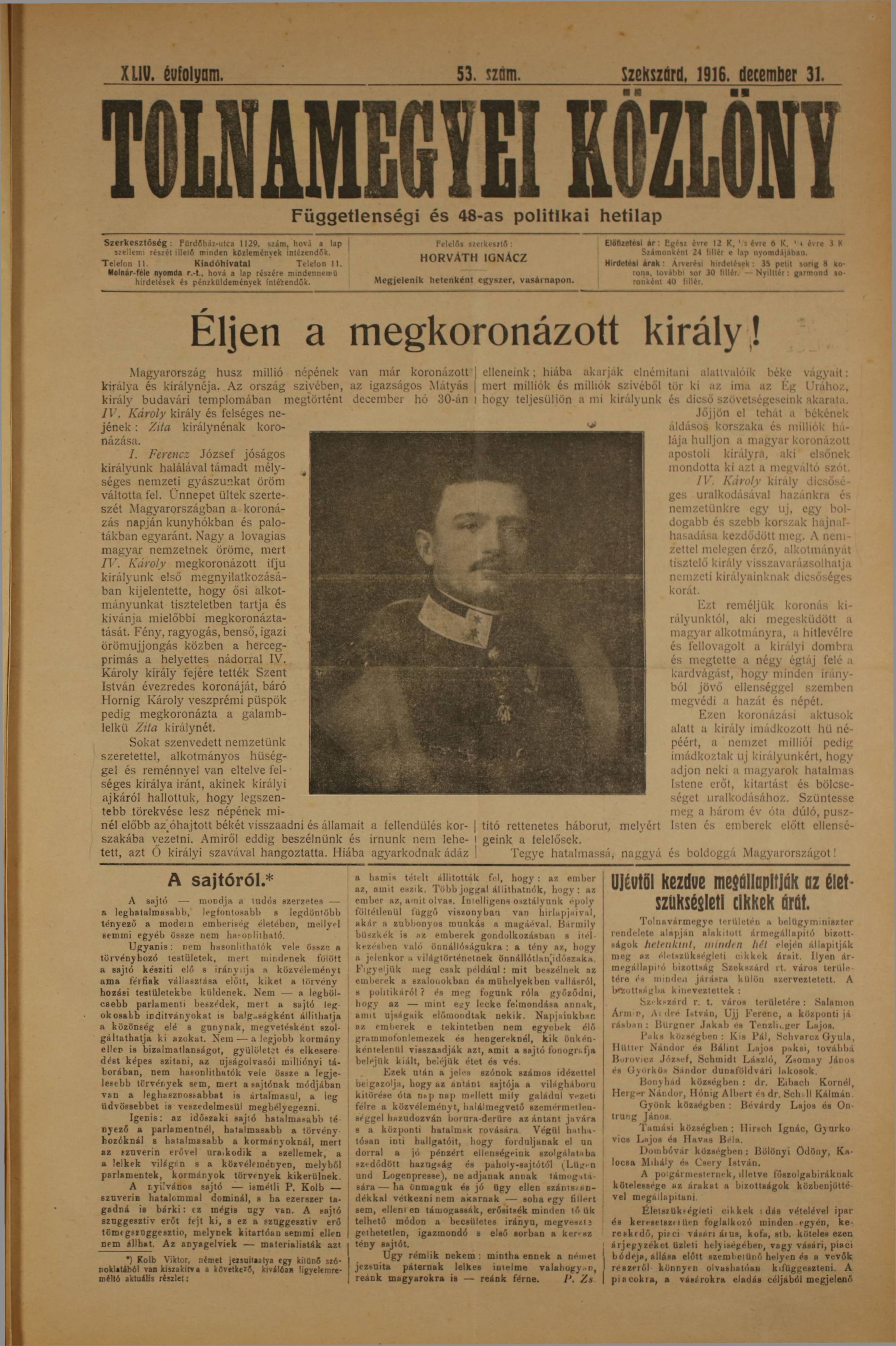 IV. Károly koronázása beszámoló