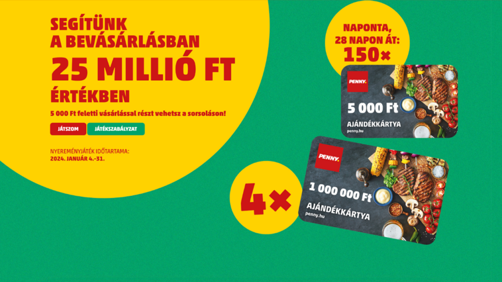 Most akár 1 millió forintot is nyerhet a PENNY-ben