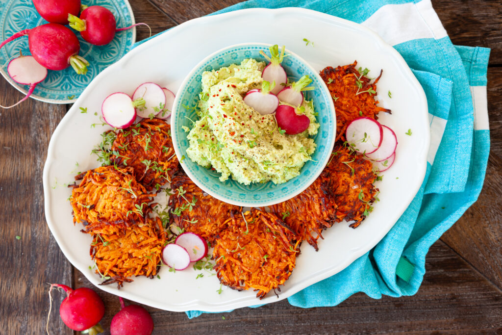 Édesburgonyás-sárgarépás tócsni