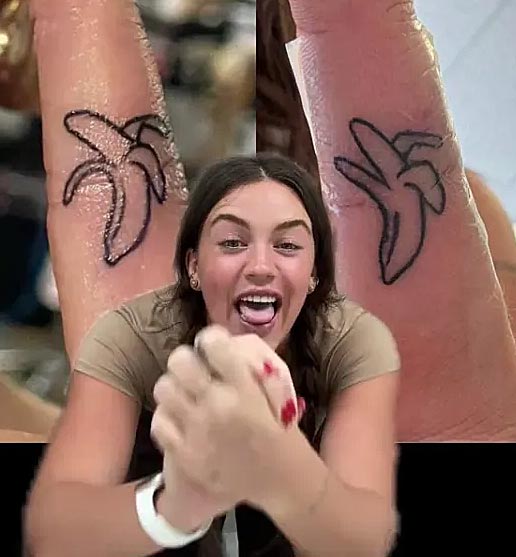 A "felújított" tetkó (jobbra) szerinte nagyon félresikerült - Forrás: TikTok/@marieaarm