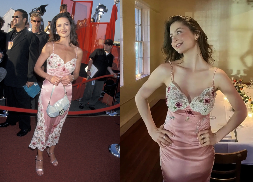 Catherine Zeta-Jones 1999-ben és Carys Zeta Douglas 2024-ben