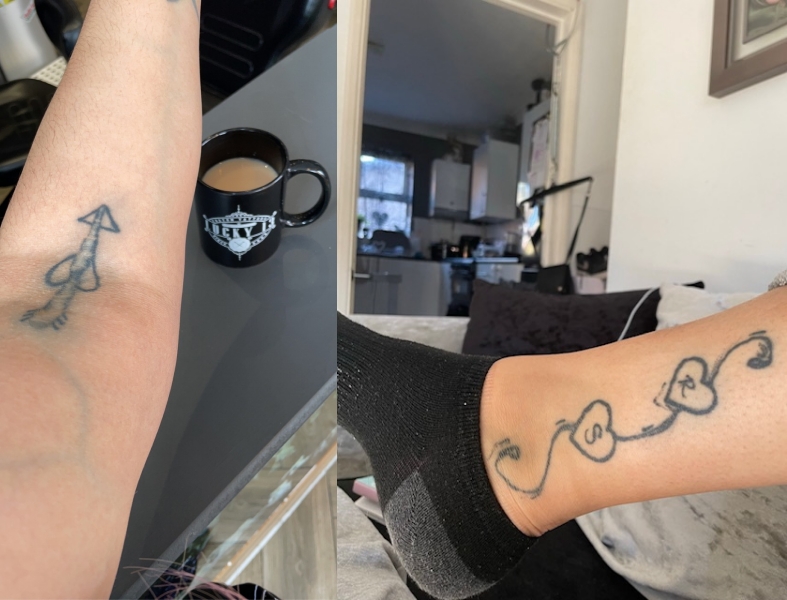 Ezekkel a tetoválásokkal ébredt a nő (Fotó: Profimedia/SWNS)