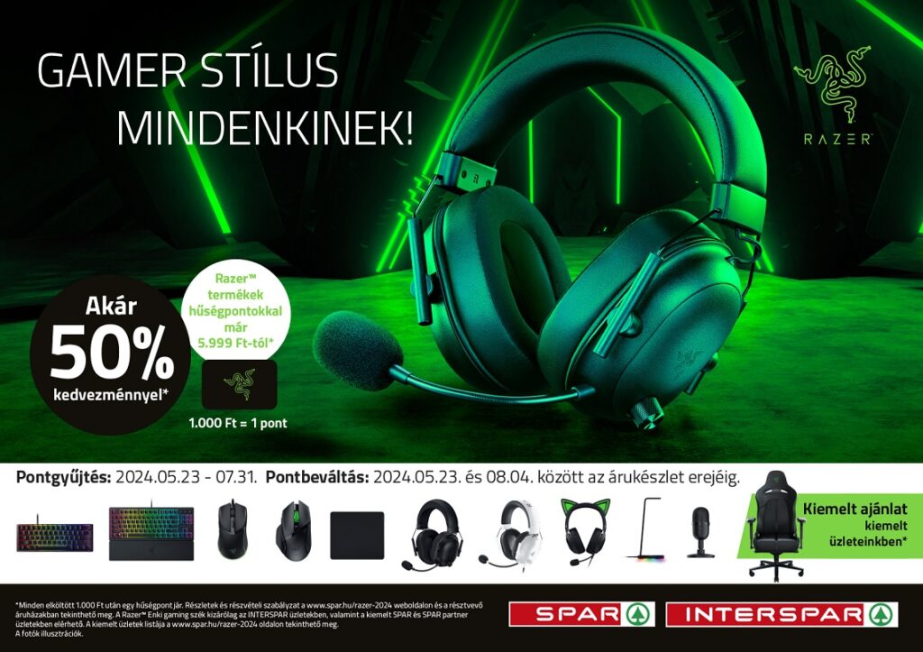 Razer™ gaming csúcstermékek a legújabb SPAR hűségpromócióban!