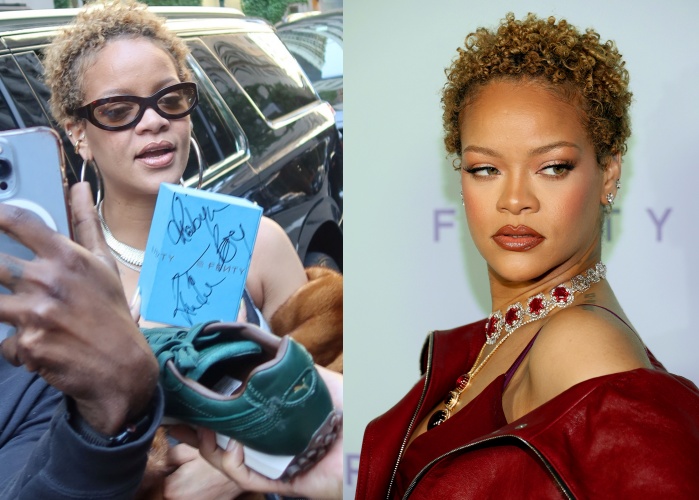 Rihanna természetes frizurával