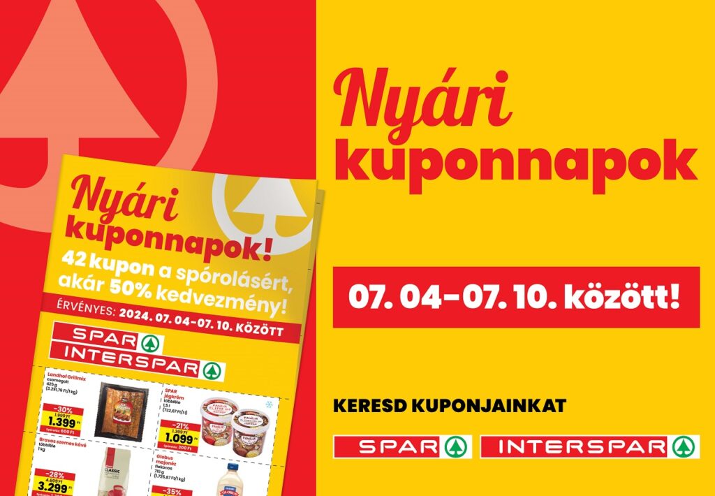 A SPAR nyári kuponokkal több mint ezer termék hatalmas kedvezményekkel vár rád!
