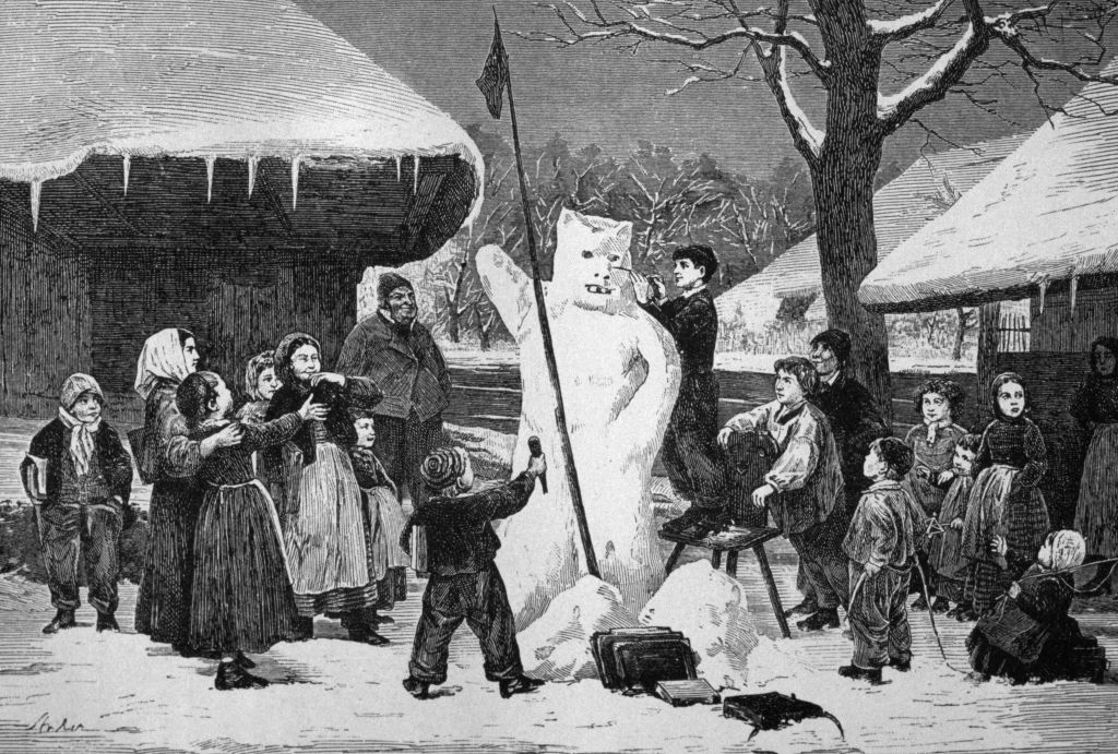 Hóemberépítés egy francia faluban, a 19. század végén (fotó: API/Gamma-Rapho via Getty Images)