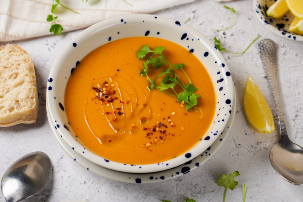 Török vöröslencse-krémleves