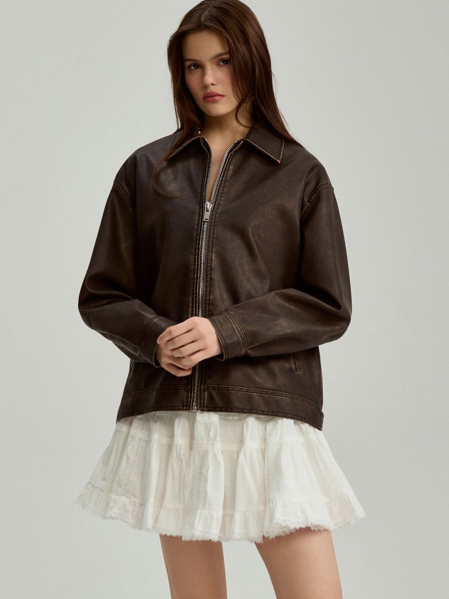 Minimalista bőrdzseki