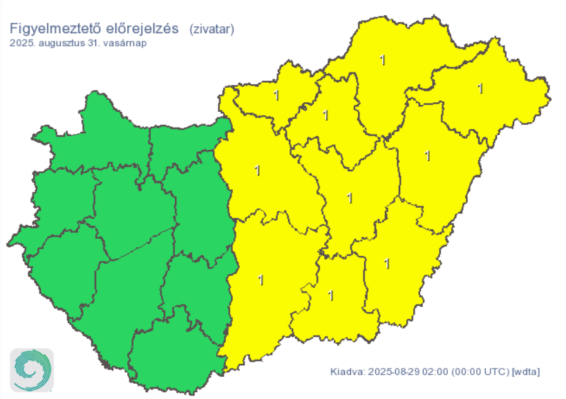 Óriási fordulatot vesz az időjárás, az összes vármegyére adtak ki figyelmeztetést, zuhoghat az eső - térképen mutatjuk
