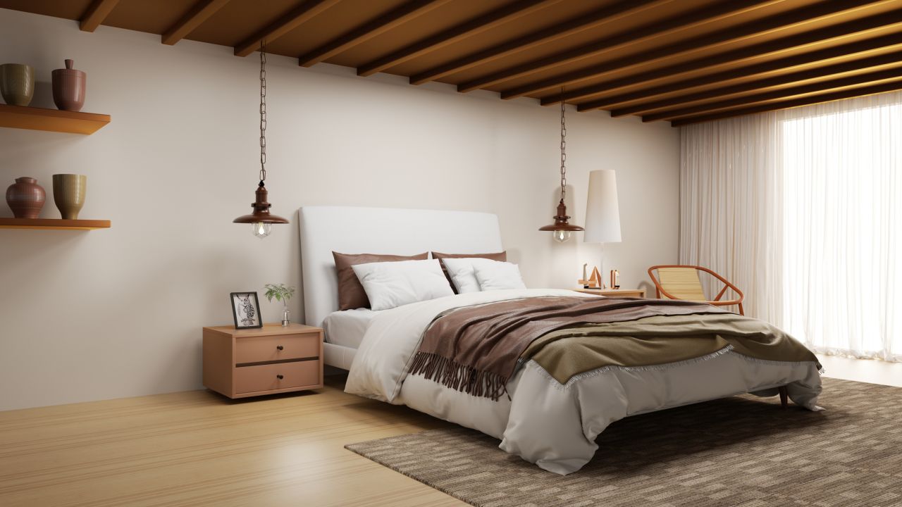 Hálószoba természetes színekben