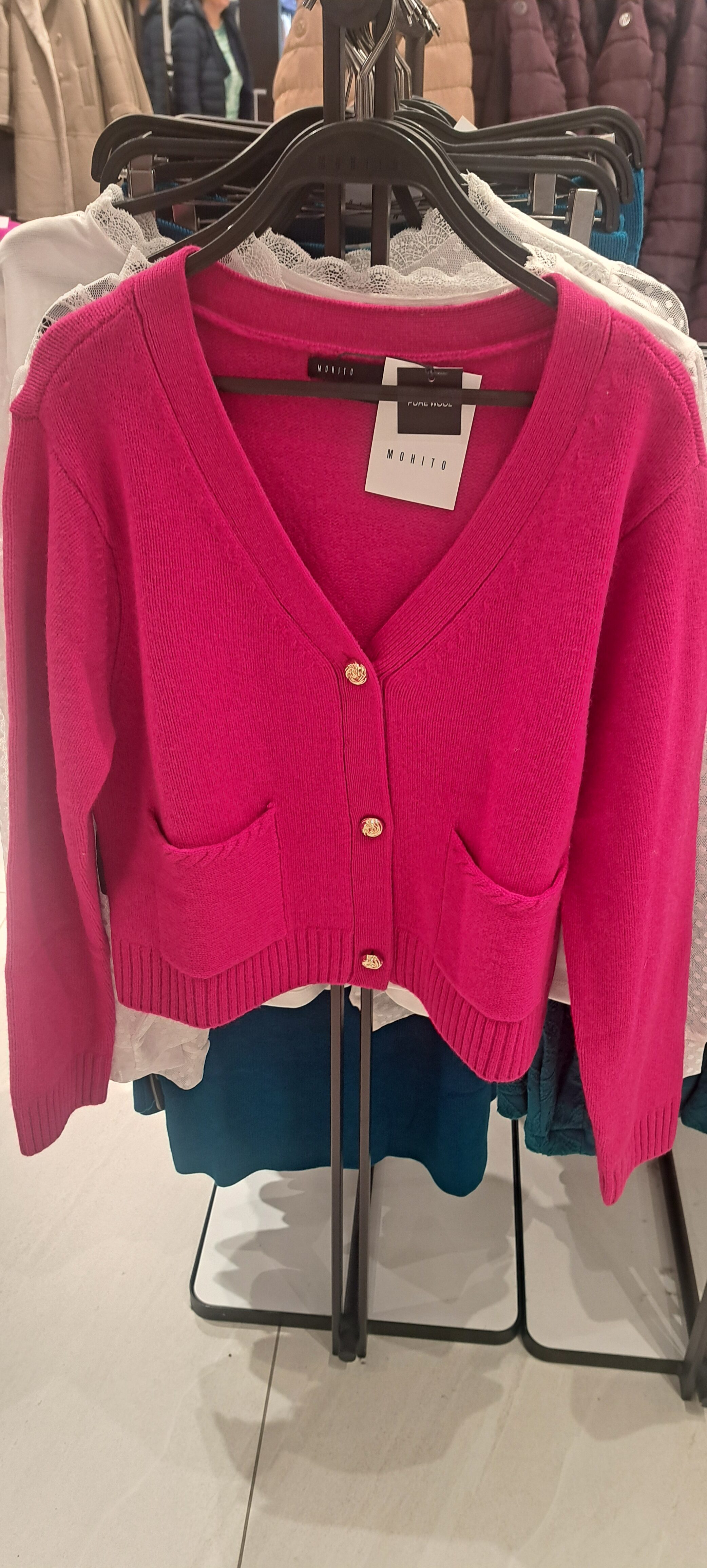 Pink gyapjúkardigán