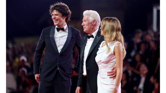 VENICE, ITALY - SEPTEMBER 01: (L-R) Homer James Jigme Gere, Richard Gere and Alejandra Silva (Photo by Pascal Le Segretain/Getty Images)