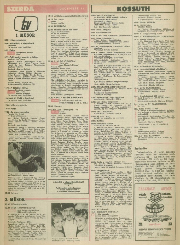 A nagy tévés időutazás – Mi ment szilveszterkor a tévében 50, 40 és 30 éve?