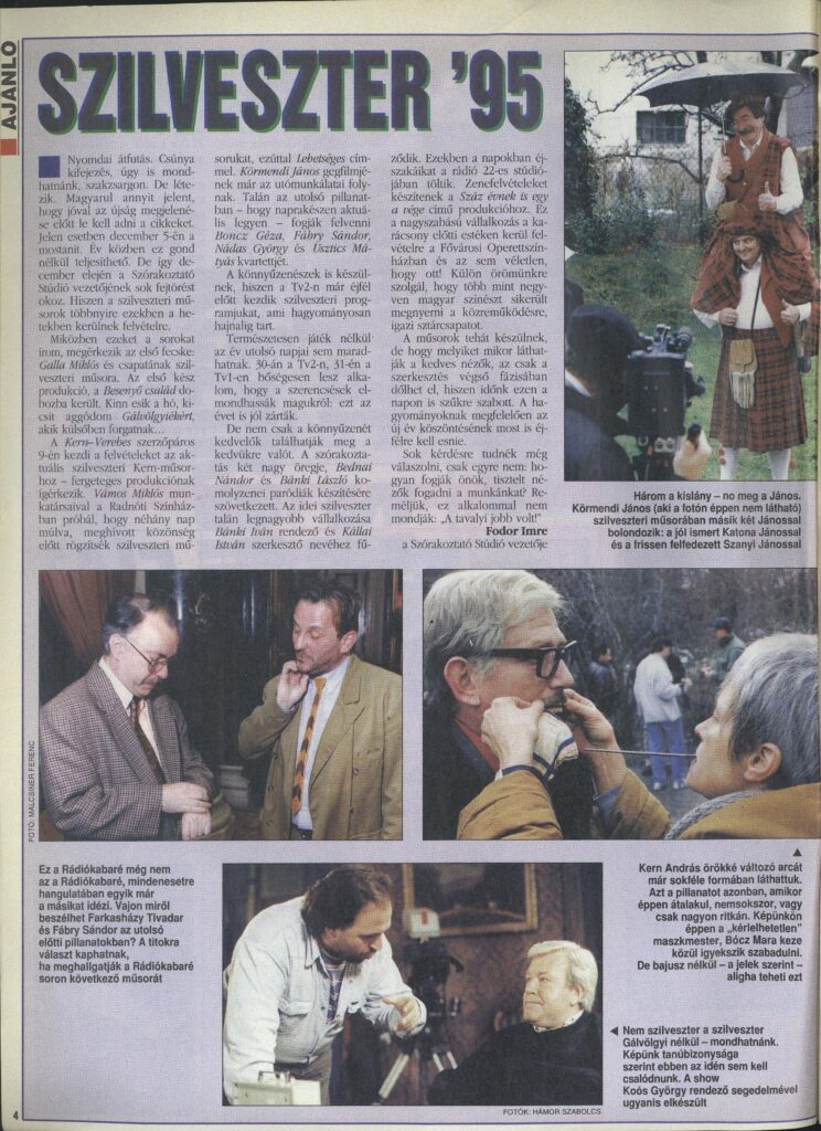 Az 1995-ös december 31-i tévéműsor ajánlója. 