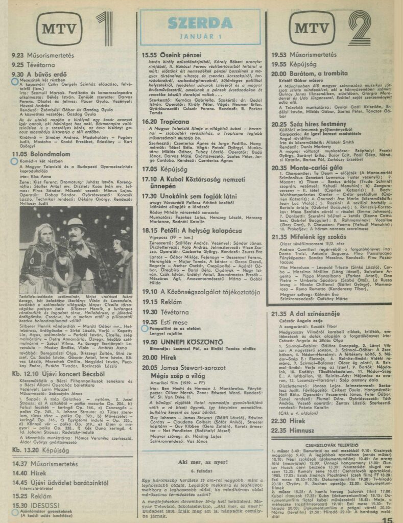 Az 1986. január 1-i tévéműsor.
