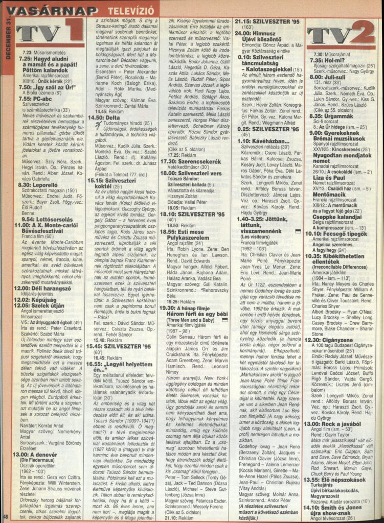 Az 1995-ös december 31-i tévéműsor. 1.