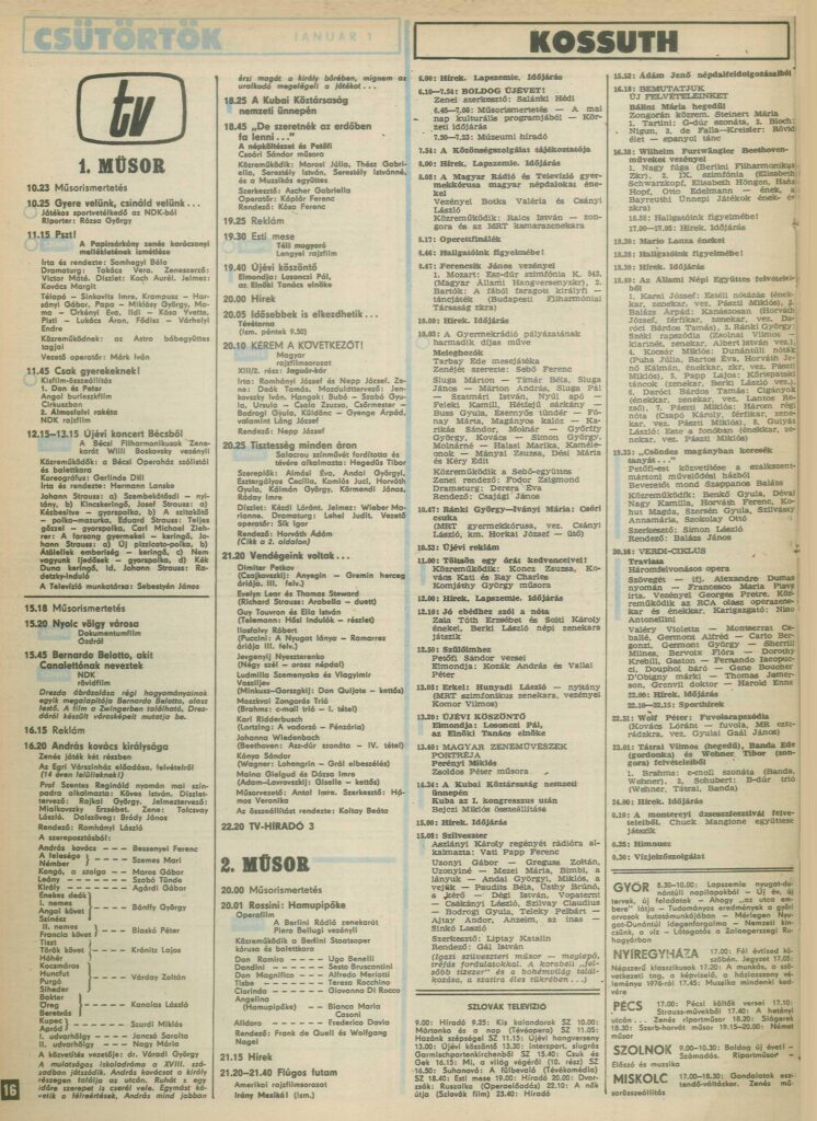 A nagy tévés időutazás: mit néztünk január 1-én a tévében 50, 40 és 30 éve?