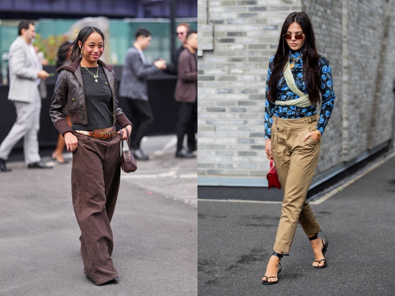 Baggy nadrágot és cigaretta nadrágot viselő nők